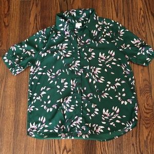 PLEIONE Green Short Sleeved Button Down Blouse